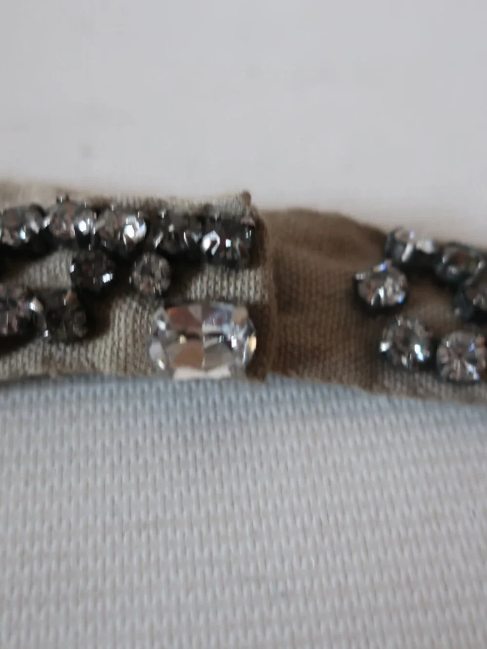 Womens Vera Wang Khaki Fabric Rhinestone Waist Belt M